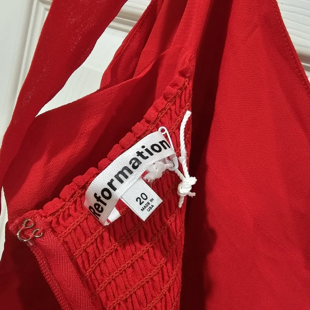Reformation Twilight Dress Cherry Red - Picture 4 of 8